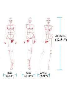 3pcs Body Design Clear Plastic Fashion Design Ruler, Illustrator Drawing Ruler, For Fashion Design - Clear - View 4