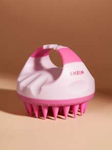 SHEIN Basic living 1 件头皮按摩器洗发刷，带柔软硅胶刷毛，适用于头发家居浴室装饰夏季 - 粉色 - 查看 3