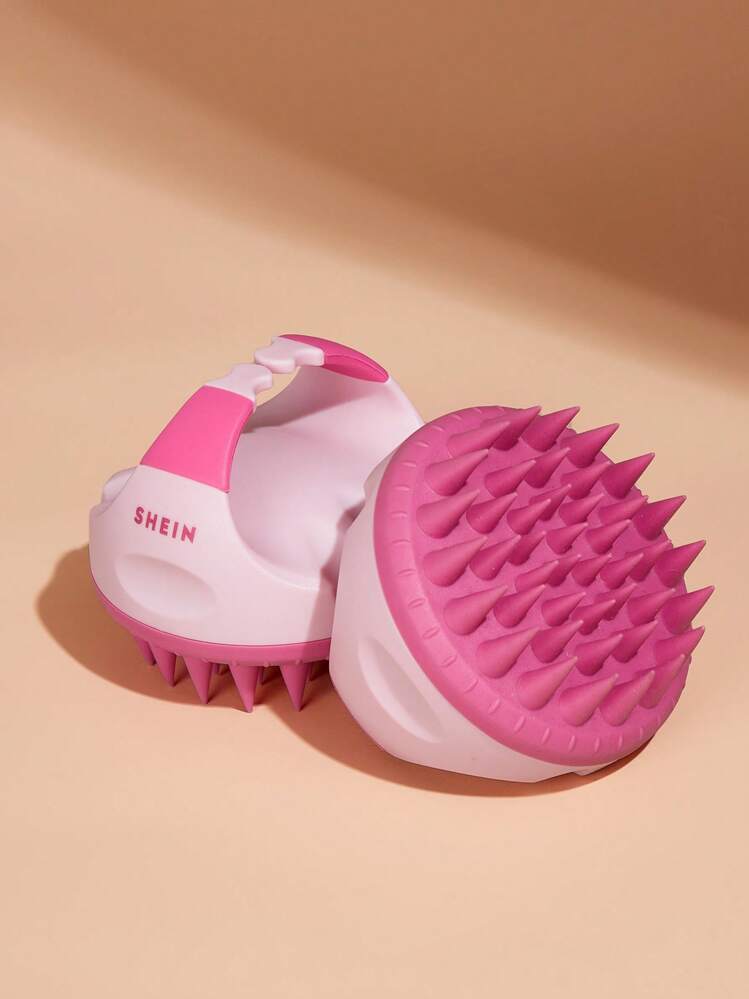 SHEIN Basic living 1 件头皮按摩器洗发刷，带柔软硅胶刷毛，适用于头发家居浴室装饰夏季 - 粉色 - 查看 9