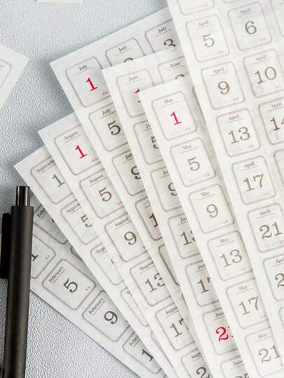 12入組字母和數字圖案組合貼紙DIY工藝簡單多用途貼紙手帳