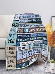 1 Chăn hoa văn Slogan, Mền Ngủ Vải Hiện Đại, Quà Tặng Ngày Của Cha - Nhiều màu - Xem 2