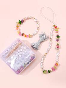 1box Random Color Glass Crushed Stone Letter Bead Set, Perfect For Making DIY Accessories For Phone Straps, Necklaces, And Bracelets. - Multicolor - View 3