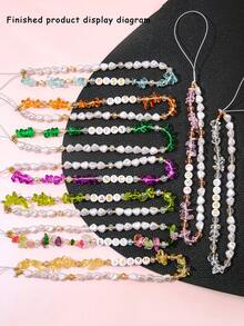 1box Random Color Glass Crushed Stone Letter Bead Set, Perfect For Making DIY Accessories For Phone Straps, Necklaces, And Bracelets. - Multicolor - View 4