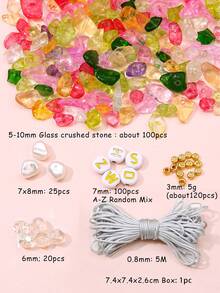 1box Random Color Glass Crushed Stone Letter Bead Set, Perfect For Making DIY Accessories For Phone Straps, Necklaces, And Bracelets. - Multicolor - View 6