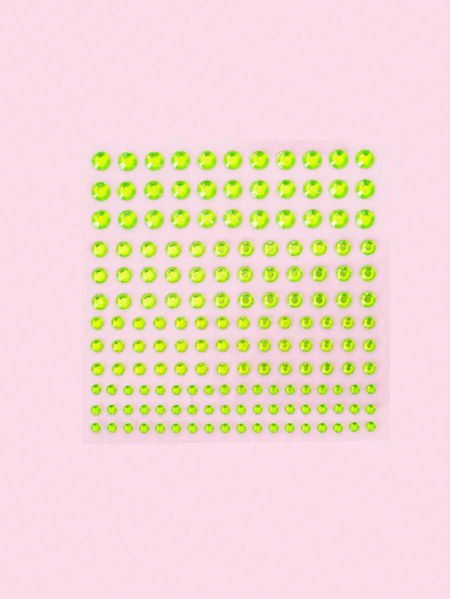 1pc Solid Color Round Rhinestone Sticker, Simple Multi-purpose Rhinestone Sticker For DIY, Decoration - Green - View 1