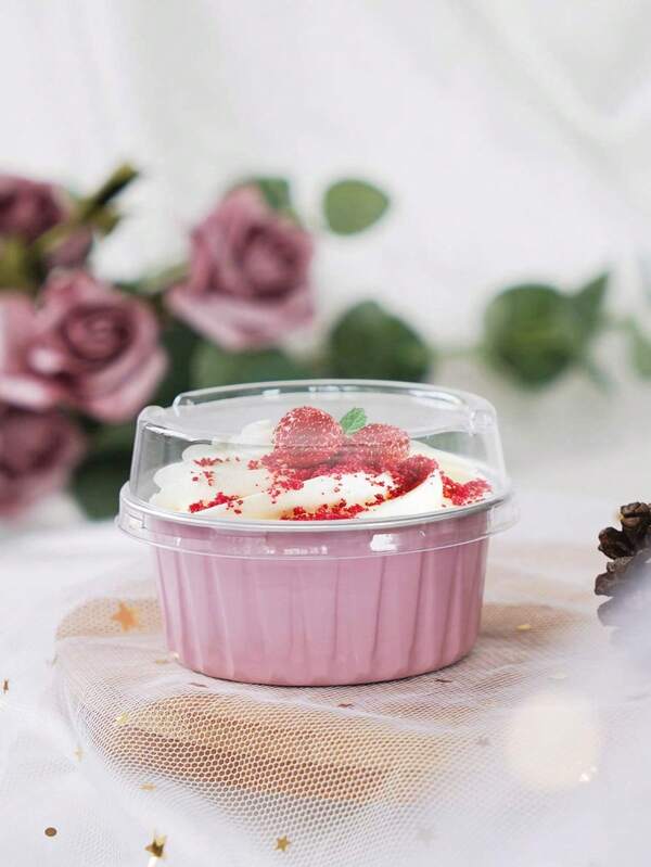 30pcs/set Aluminum Cake Mold With Lid, Reusable Cake Cup For Kitchen