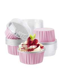 30入組/套帶蓋鋁製蛋糕模可重複使用廚房蛋糕杯