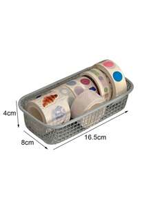 1pc Iron Washi Tape Storage Basket, Minimalist Solid Color Multifunction Desktop Storage Basket For Home - Baby Blue - View 4