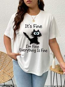 SHEIN Essnce Camiseta con estampado de slogan y dibujos animados - Blanco - Ver 4