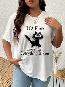 SHEIN Essnce Camiseta con estampado de slogan y dibujos animados - Blanco - Ver 5