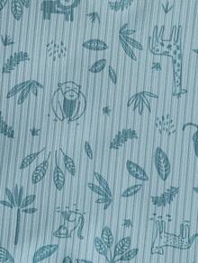 Baby Cartoon Graphic Button Front Tee Romper - Blue - View 6