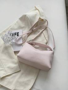 Litchi Embossed Hobo Bag Beige Top Handle For Daily - Beige - View 2