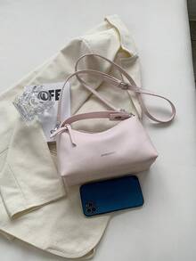 Litchi Embossed Hobo Bag Beige Top Handle For Daily - Beige - View 5