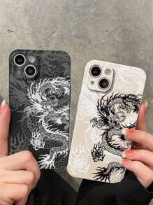 适用于苹果的2件套传统中国龙彩绘硬壳手机壳，兼容 15 Pro Max、13、14、11、12 Pro、XS；兼容Galaxy S22、Galaxy A13 4G、Galaxy A52、A52s 5G；兼容Redmi Note 11、11 Lite - 彩色 - 查看 1