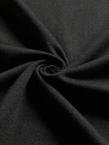 SHEIN EZwear 鷹和字母圖案落肩袖超大號T恤 - 黑色 - 查看 6
