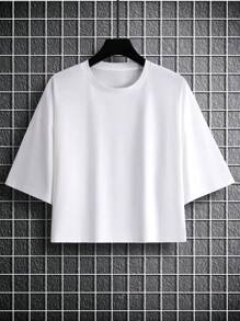 Manfinity Fever City Áo thun nam cotton trơn hở vai - trắng - Xem 2