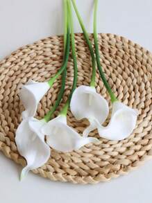 5 件迷你仿真莲花，PU 材质，触感逼真，客厅餐桌装饰插花，情人节、生日毕业礼物 - 白色 - 查看 5