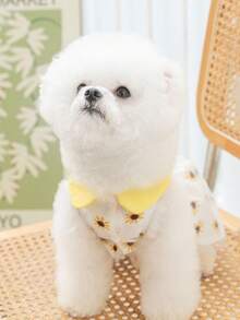 1pc Flower Print Pet Dress For Dog And Cat For Summer - Yellow - View 5