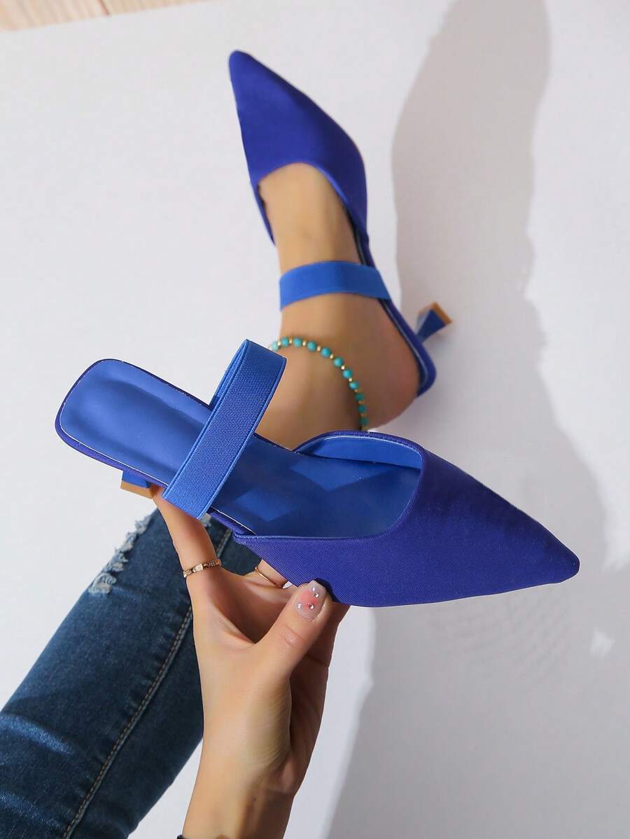Women Point Toe Mules, Funky Outdoor Royal Blue Pumps - Royal Blue - View 1