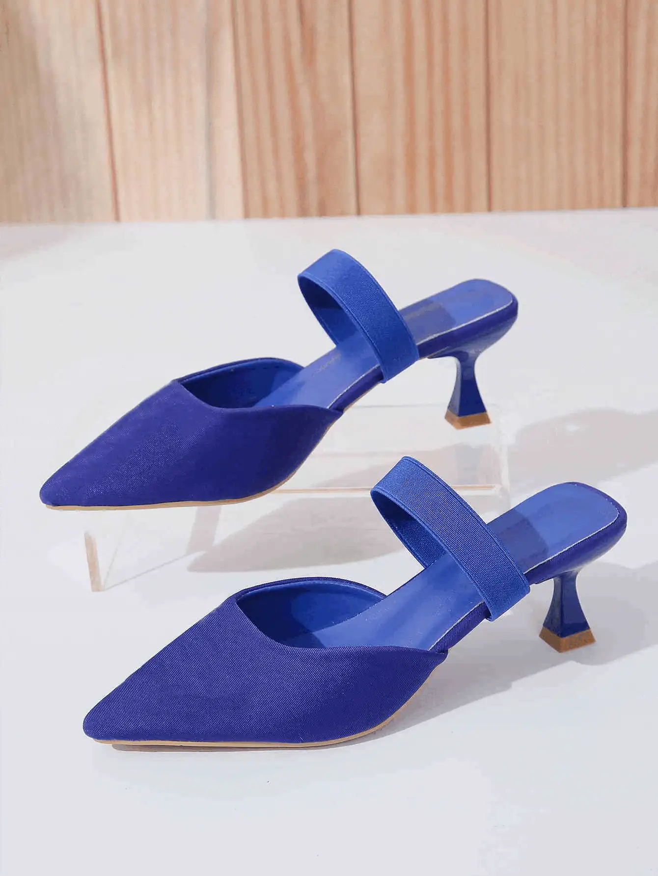 Women Point Toe Mules, Funky Outdoor Royal Blue Pumps - Royal Blue - View 2