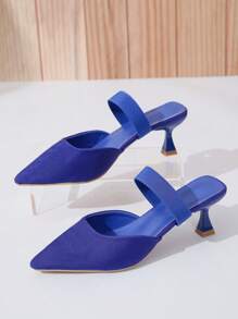Women Point Toe Mules, Funky Outdoor Royal Blue Pumps - Royal Blue - View 3