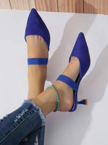 Women Point Toe Mules, Funky Outdoor Royal Blue Pumps - Royal Blue - View 4