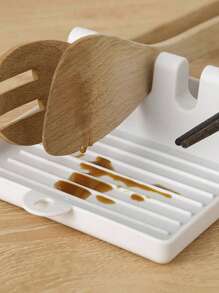 1pc Multifunction Pot Lid Storage Rack, Simple White Plastic Portable Pot Lid Holder For Kitchen - White - View 3