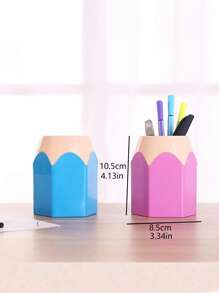 1pc Pencil Design Pen Holder, Cute Easy To Use Stationery Storage Box For School - Pink - View 4