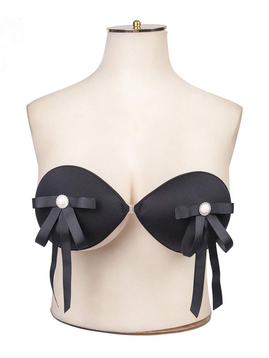 Sujetador adhesivo con lazo delantero - Negro - Ver 1