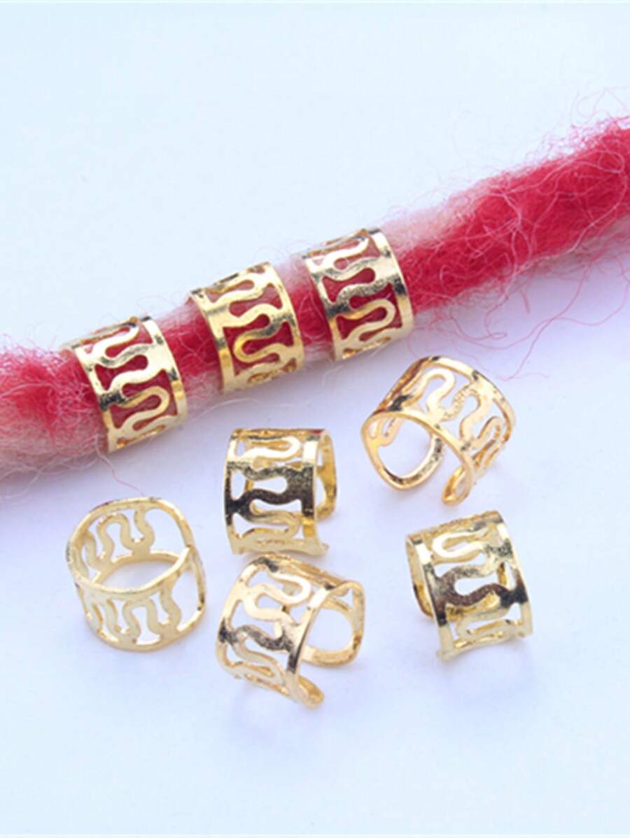 50入組金色可調節髮辮釘珠開口髮辮電話線髮圈袖口夾抹胸