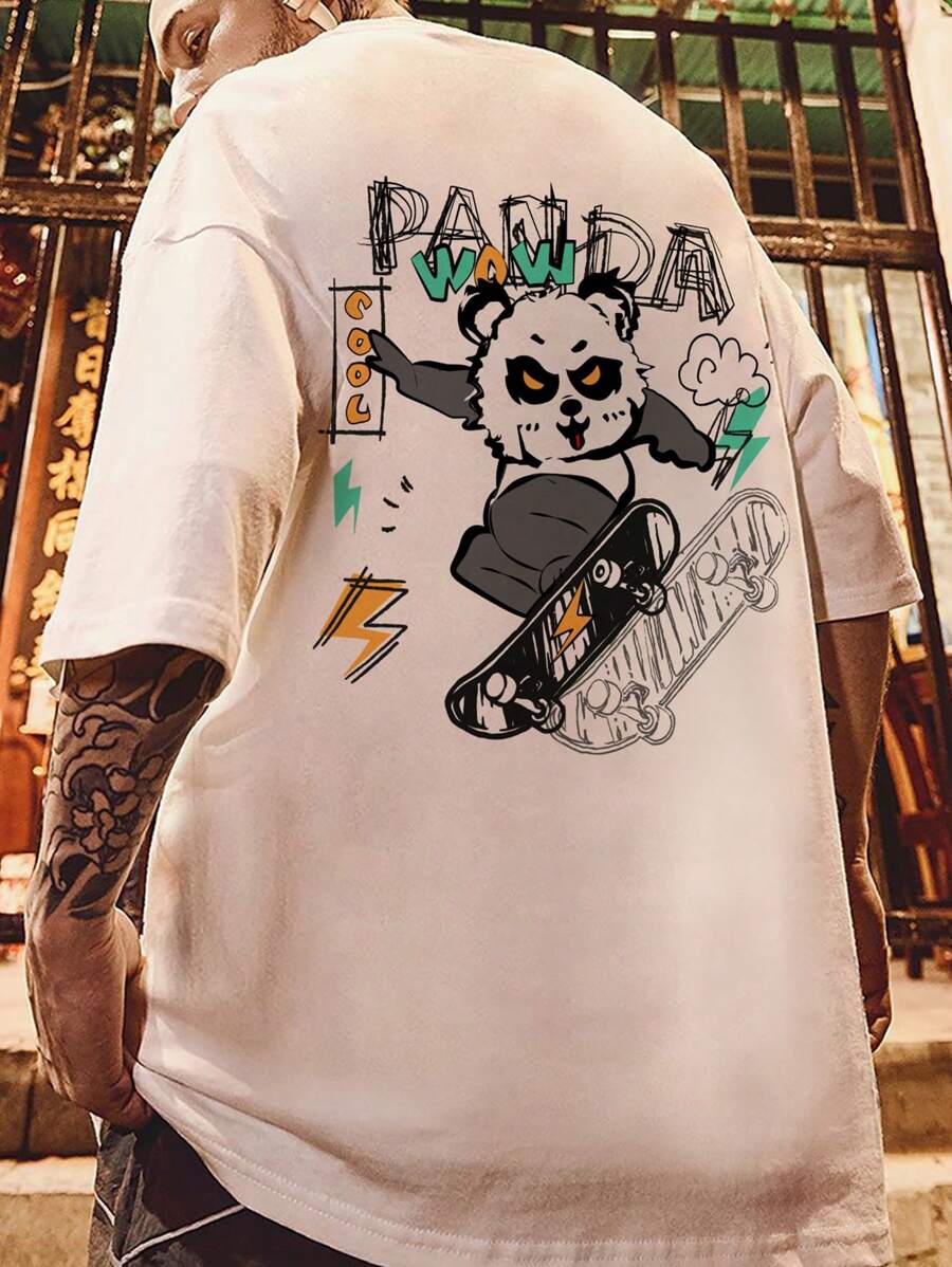 Manfinity Men Cartoon Graphic Drop Shoulder Tee - White - View 1
