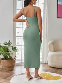 SHEIN 孕婦前紐扣吊帶連衣裙 - 薄荷綠 - 查看 2
