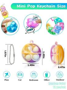 12pcs Silicone Mini Creative Stress Relief Toy Set(random Colors) With Chain For Teenager, Adult And Office - Multicolor - View 3