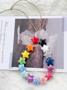 10 Chiếc Hạt Gốm Sứ Hình Ngôi Sao Năm Cánh Màu Hỗn Hợp Ngẫu Nhiên Để Làm Đồ Trang Sức Thời Trang, Chẳng Hạn Như Vòng Tay, Vòng Cổ, Bông Tai - Nhiều màu - Xem 3