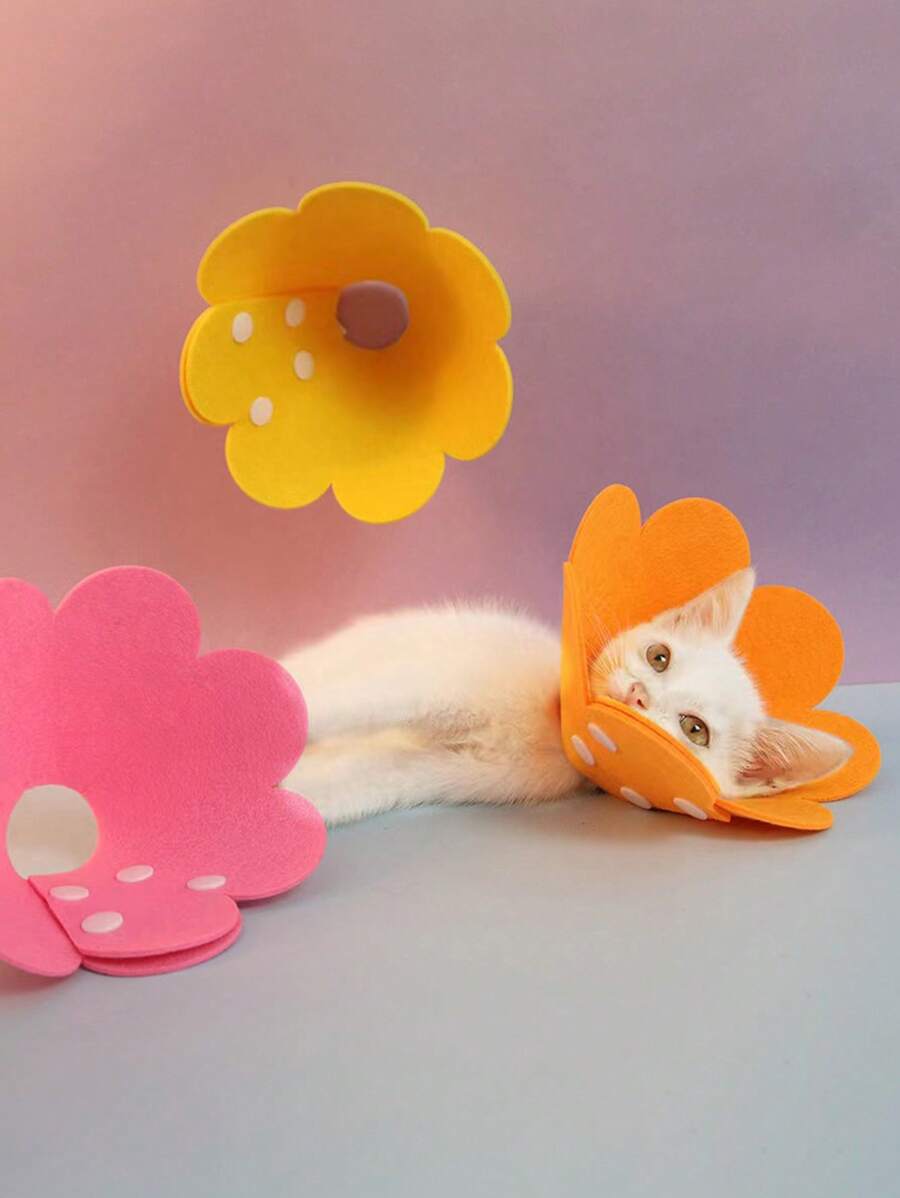 1pc Flower Shaped Random Pet Recovery Collar For Dog And Cat For Prevent Licking - Multicolor - View 1