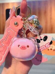 1pc Women Fashion Pig Charm Keychain