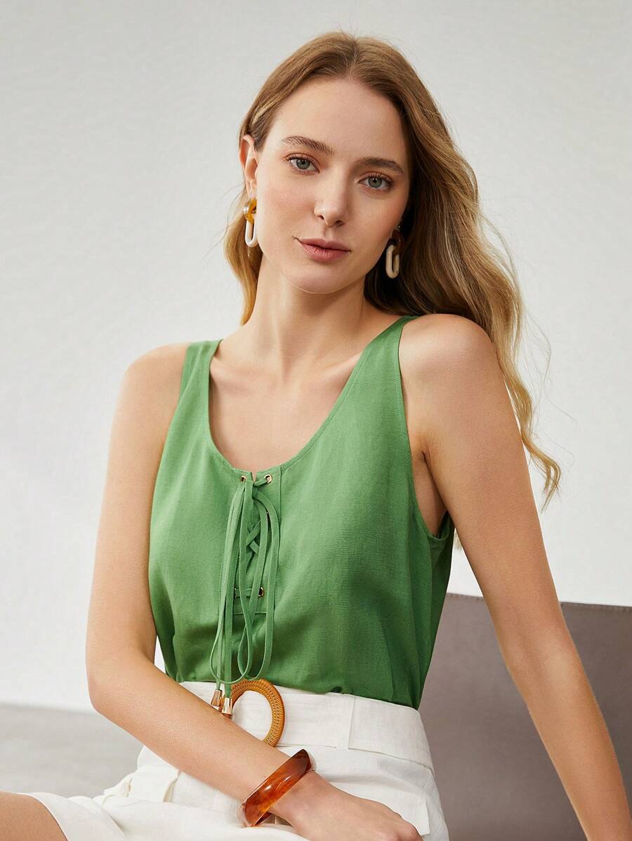 MOTF PREMIUM 亚麻粘膠纖維繫帶襯衫