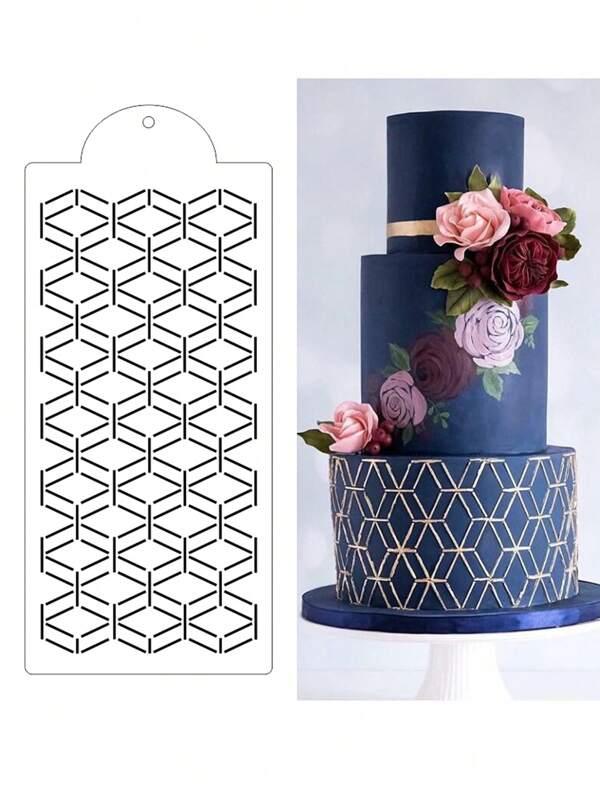 1 szt. PET Wielofunkcyjny geometryczny wzór do malowania natryskowego ciasta