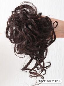 Short Curly Synthetic Hair Bun - Brown - View 2