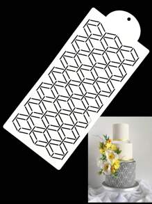 1pc PET Multi-Purpose Geometric Pattern Cake Spray Painting Stencil - White - View 3
