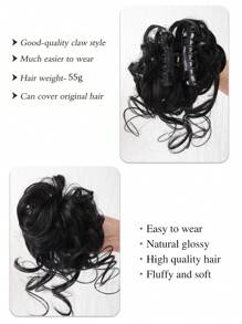 Tổng hợp búi tóc ngắn xoăn bồng bềnh - màu đen - Xem 4