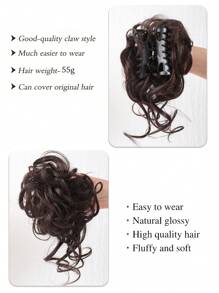 Short Curly Synthetic Hair Bun - Brown - View 5