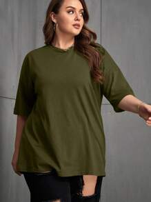 INAWLY 大码女式休闲纯色宽松短袖T恤