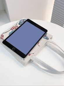 蝴蝶图案方形包小双手柄单肩包、斜挎包、斜挎包、手提包学院风、Y2k 包、波西米亚风、经典帆布蝴蝶女士、女士、情侣、适合学校旅行、工作和办公室、周末和假期、时尚蝴蝶包 - 彩色 - 查看 5