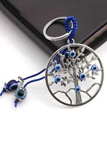 1pc Women Evil Eye & Tree Charm Fashion Keychain For Key Decoration - Multicolor - View 1
