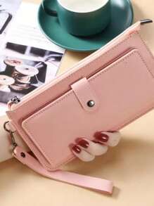 Women's Wallet Fashion Long Wallet With Wristlet Card Holder Classic Female Pu Leather Coin Purse Clutch For Credit Card/ ID Card/ Money/ Cash/Passport Birthday Gifts Business Casual - Pink - View 1