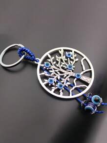 1pc Women Evil Eye & Tree Charm Fashion Keychain For Key Decoration - Multicolor - View 3