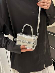 極簡包迷你翻蓋前衛頂部單條提帶 - 銀色 - 查看 1