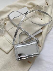 極簡包迷你翻蓋前衛頂部單條提帶 - 銀色 - 查看 5