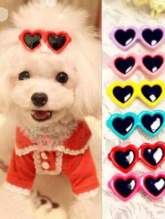 5/6/8/10pcs Random Cute Pet Glasses & Small Heart Shaped Hairpins Hair Accessories